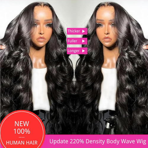 13X6 Lace Front Wigs Human Hair Pre Plucked 220% Density Body Wave Wig for Women HD Lace Frontal Human Hair Wigs Bleached Knots with Baby Hair 26 Inch