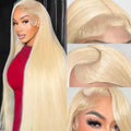 32 Inch 613 Lace Front Wig Human Hair 200 Density Blonde Wig Human Hair 13X6 HD Transparent Straight Lace Front Wigs Blonde Glueless Wig for Women Pre Plucked with Baby Hair