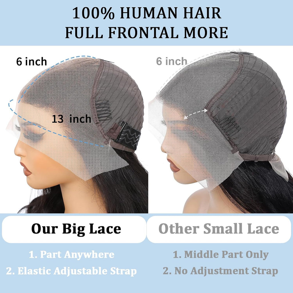 Lace Front Wigs Human Hair 13X6 Human Hair Wigs 30 Inch Body Wave Lace Front Wigs Pre Plucked 200 Density 12A Glueless Wigs for Women HD Lace Frontal Wigs Natural Color