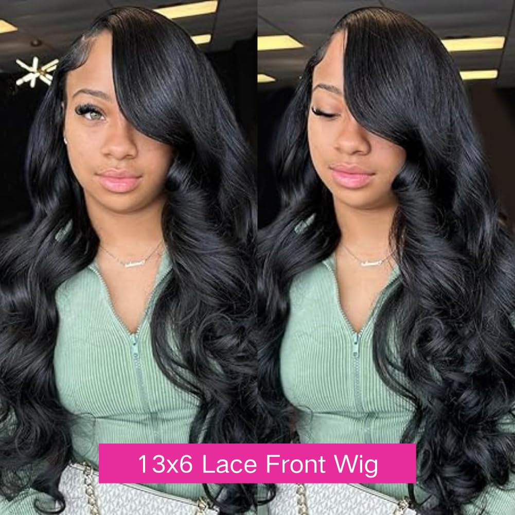 13X6 Lace Front Wigs Human Hair Pre Plucked 220% Density Body Wave Wig for Women HD Lace Frontal Human Hair Wigs Bleached Knots with Baby Hair 26 Inch