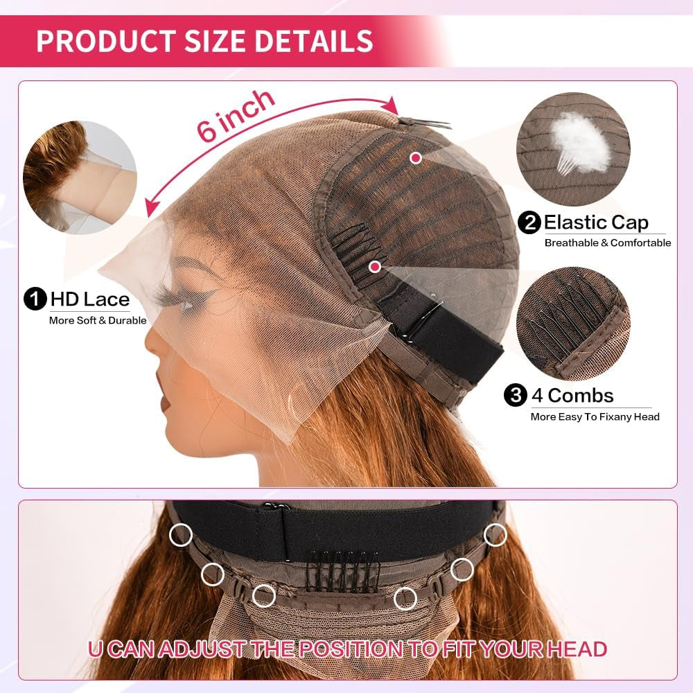20 Inch 13X6 Lace Front Wigs Human Hair 200 Density P4/27 Highlight Ombre Body Wave HD Lace Front Wigs Human Hair Pre Plucked