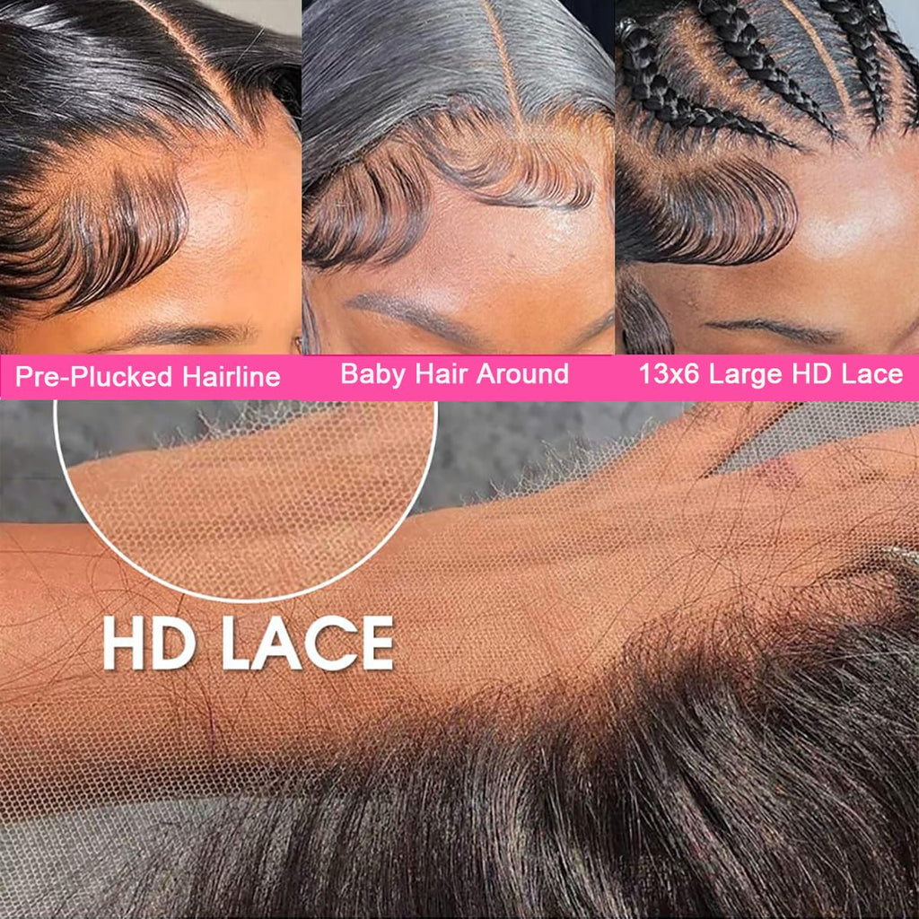 30 Inch Deep Wave Lace Front Wigs Human Hair 200 Density 13X6 HD Lace Frontal Wigs Human Hair Pre Plucked Deep Curly Glueless Wigs Human Hair Curly Wigs for Women Natural Color