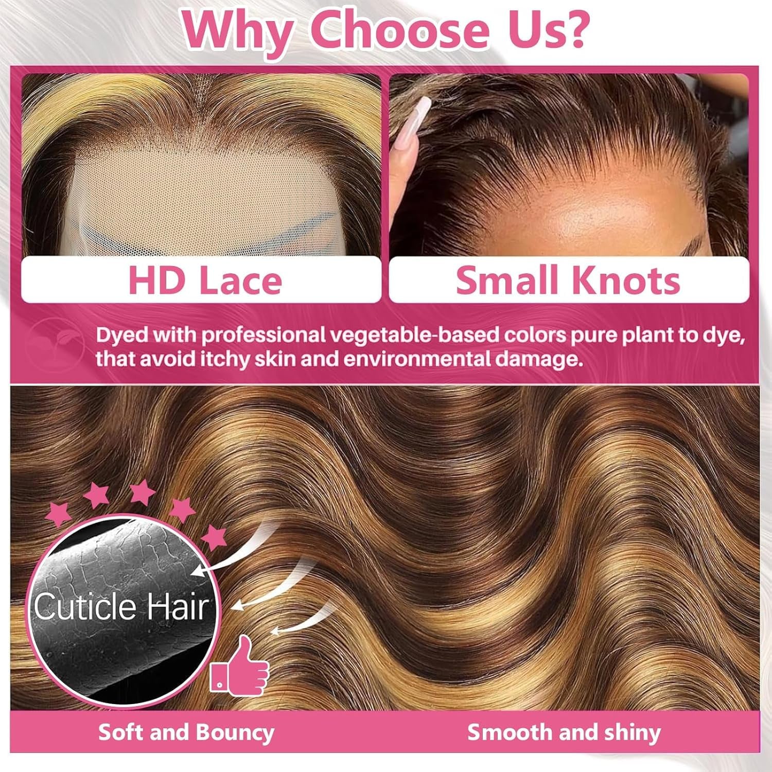 20 Inch 13X6 Lace Front Wigs Human Hair 200 Density P4/27 Highlight Ombre Body Wave HD Lace Front Wigs Human Hair Pre Plucked