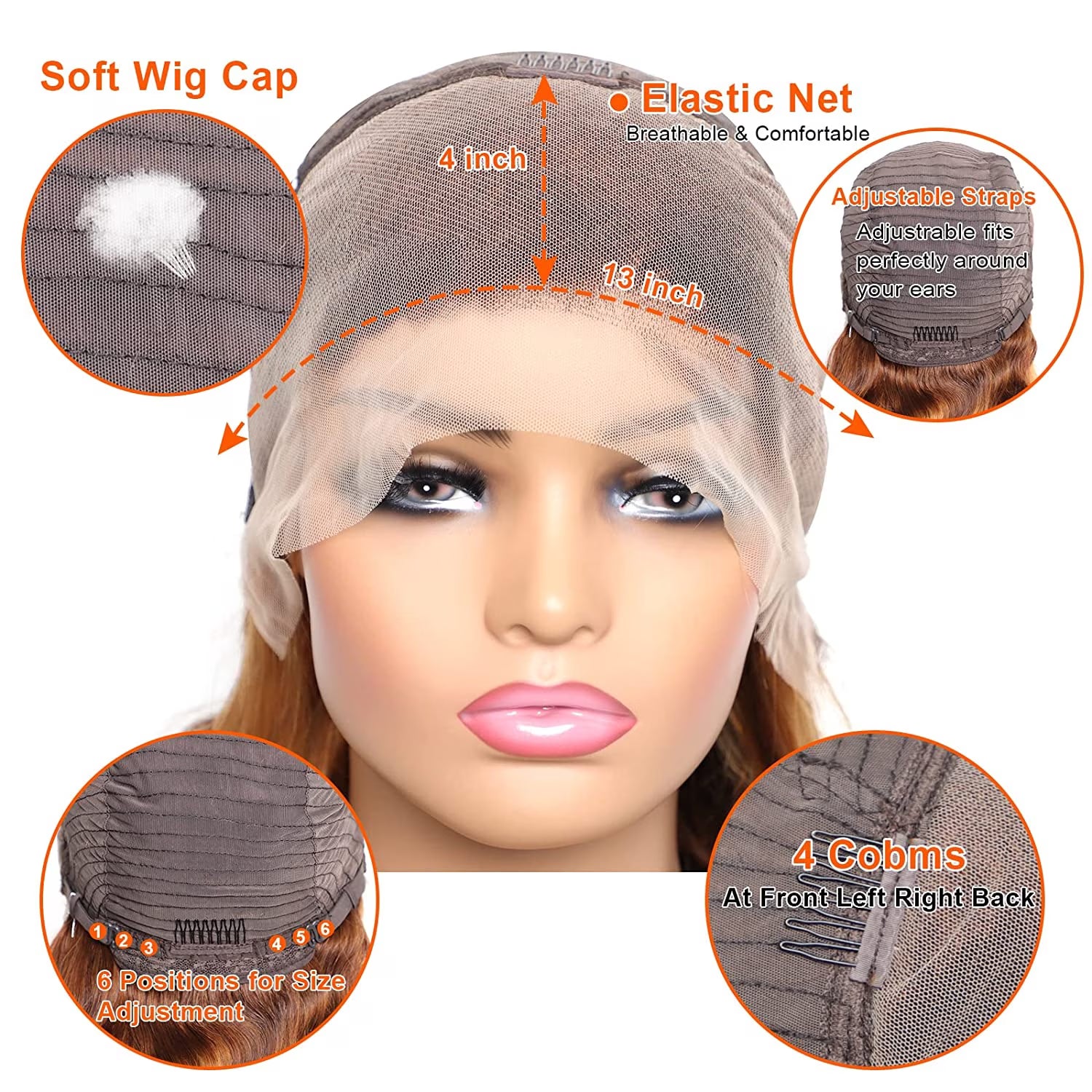 13X4 Highlight Ombre Lace Front Wig Human Hair Pre Plucked 4/27 Honey Blonde HD Transparent Colored Lace Frontal Wigs for Women with Baby Hair 180% Density Body Wave Lace Front Wig (18 Inch)