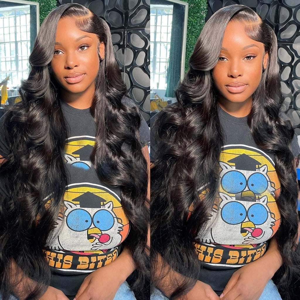 13X6 Lace Front Wigs Human Hair Pre Plucked 220% Density Body Wave Wig for Women HD Lace Frontal Human Hair Wigs Bleached Knots with Baby Hair 26 Inch