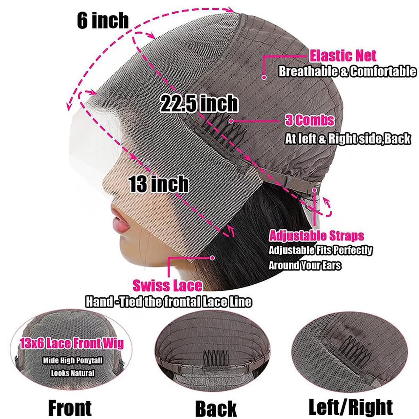 Clearance Womens Wigs under $10 Front Lace Wigs Hair Pre Plucked Wigs Hair Glueless Wigs Human Hair for Black Women Brazilian Wig